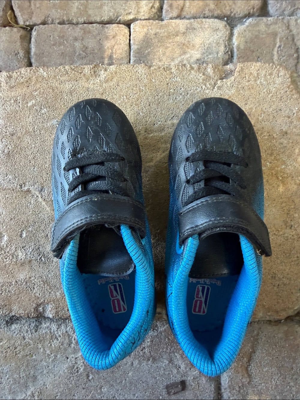 Kids Black and Blue Athletic Shoes - Durable Velcro Closure